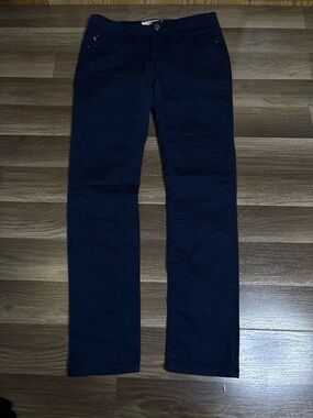 I & M Jeans Women's Navy Blue Straight Pants Cotton Polyester Spandex